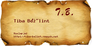 Tiba Bálint névjegykártya